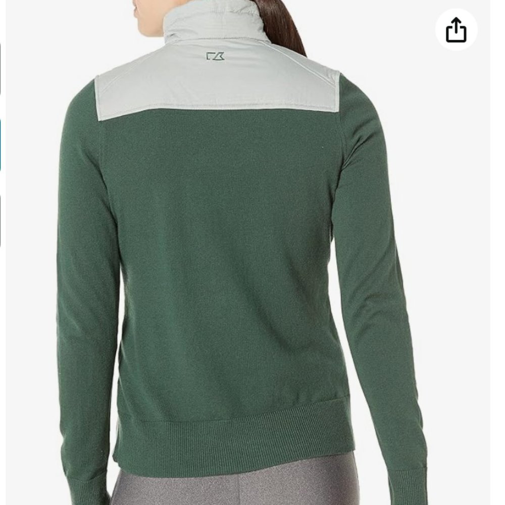 Cutter & Buck Womens Cora Quilted Sweater Jacket, Hunter Green - Picture 5 of 13
